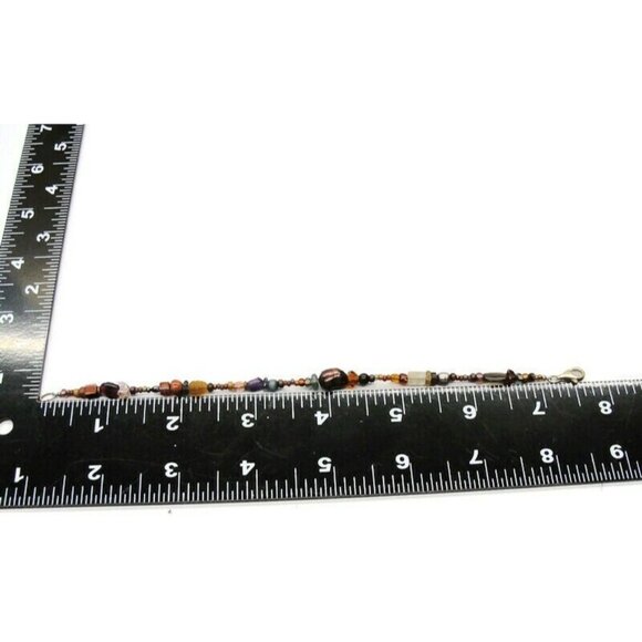 925 Sterling Silver Bracelet Multi Colored Natural Stones - Picture 5 of 6